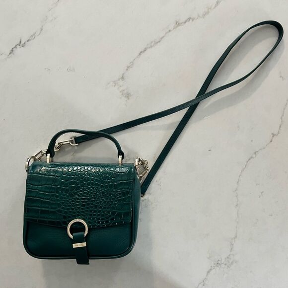 NWOT Ted Baker London Loop & Tab "Grainy" Mini Crossbody   DARK GREEN - Picture 2 of 9